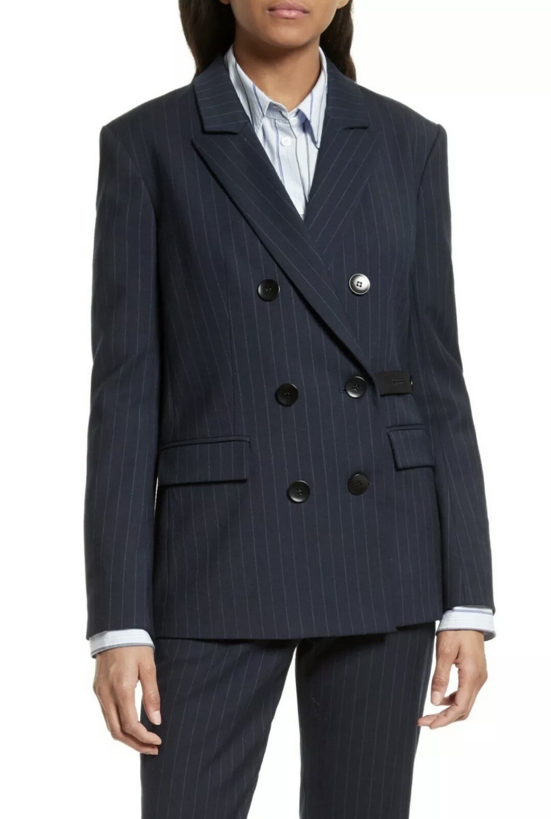 $495 Tibi Wool Delmont Pinstripe Steward Navy Blazer Jacket Size 0 $495 Tibi Wool Delmont Pinstripe Steward Navy Blazer Jacket Size 0