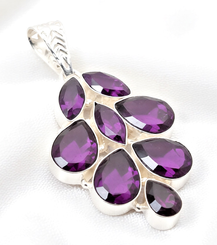 African Amethyst Gemstone 925 Sterling Silver Handmade Jewelry Pendant 2.30\