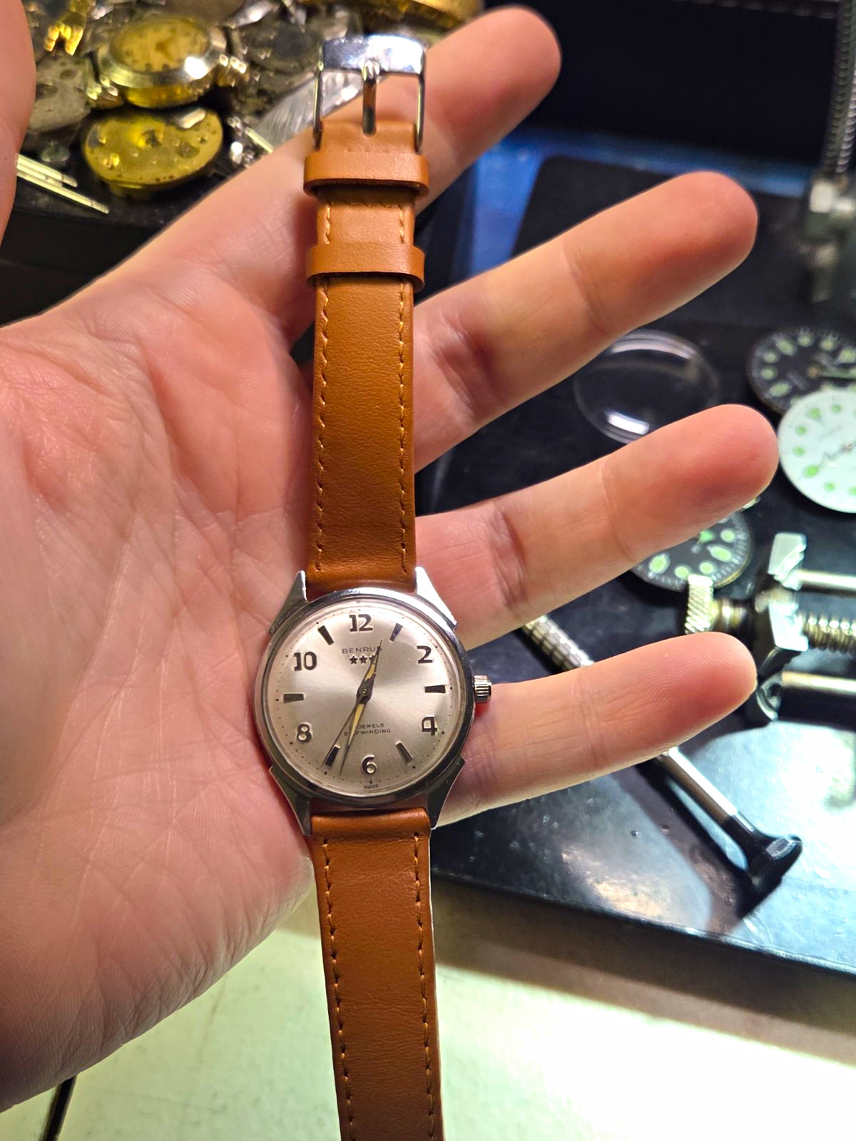 Vintage Benrus Three Star 7021 Automatic 17J Swiss Men's Watch SERVICED