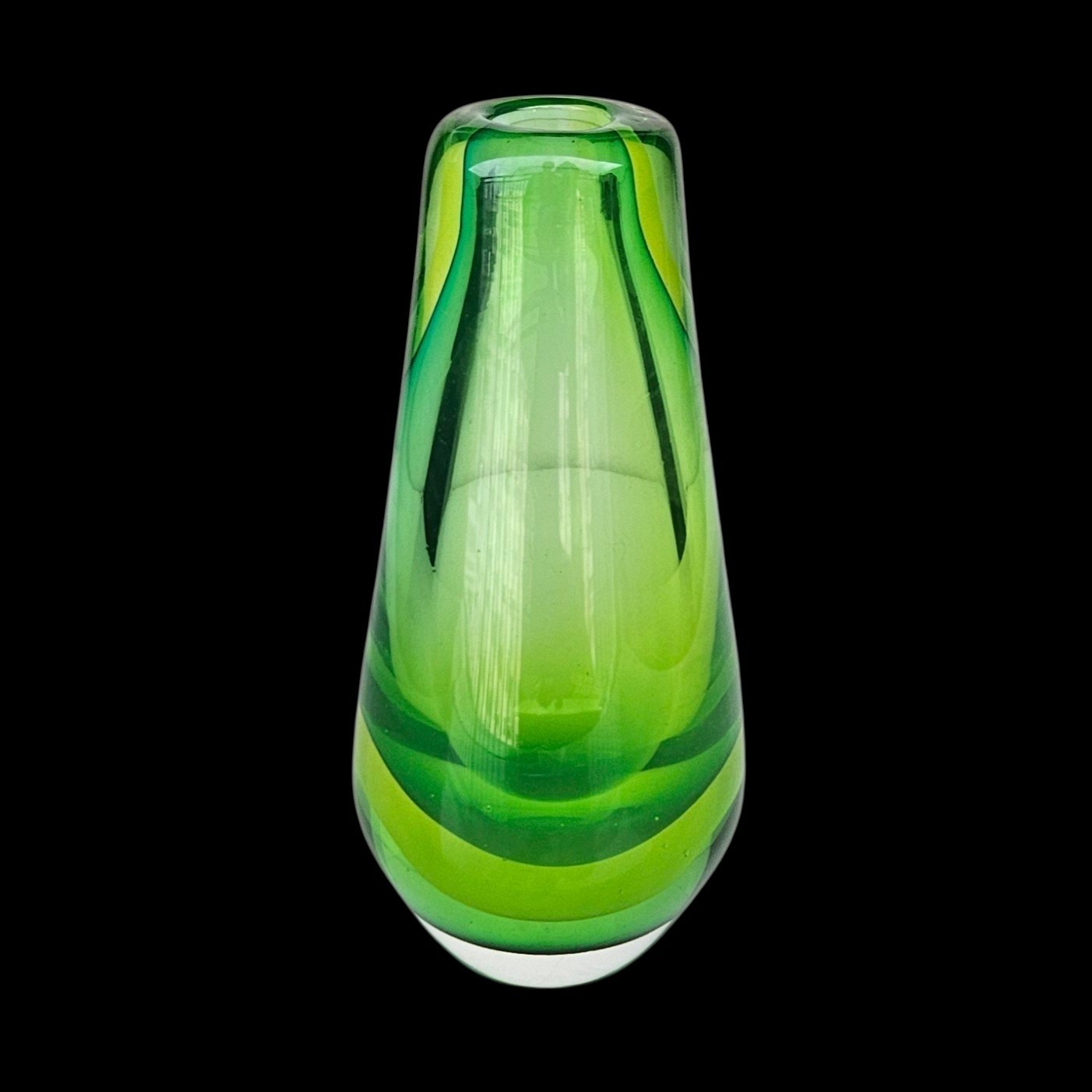 Vintage Flavio Poli Seguso Murano Sommerso Emerald Green Art Glass Vase