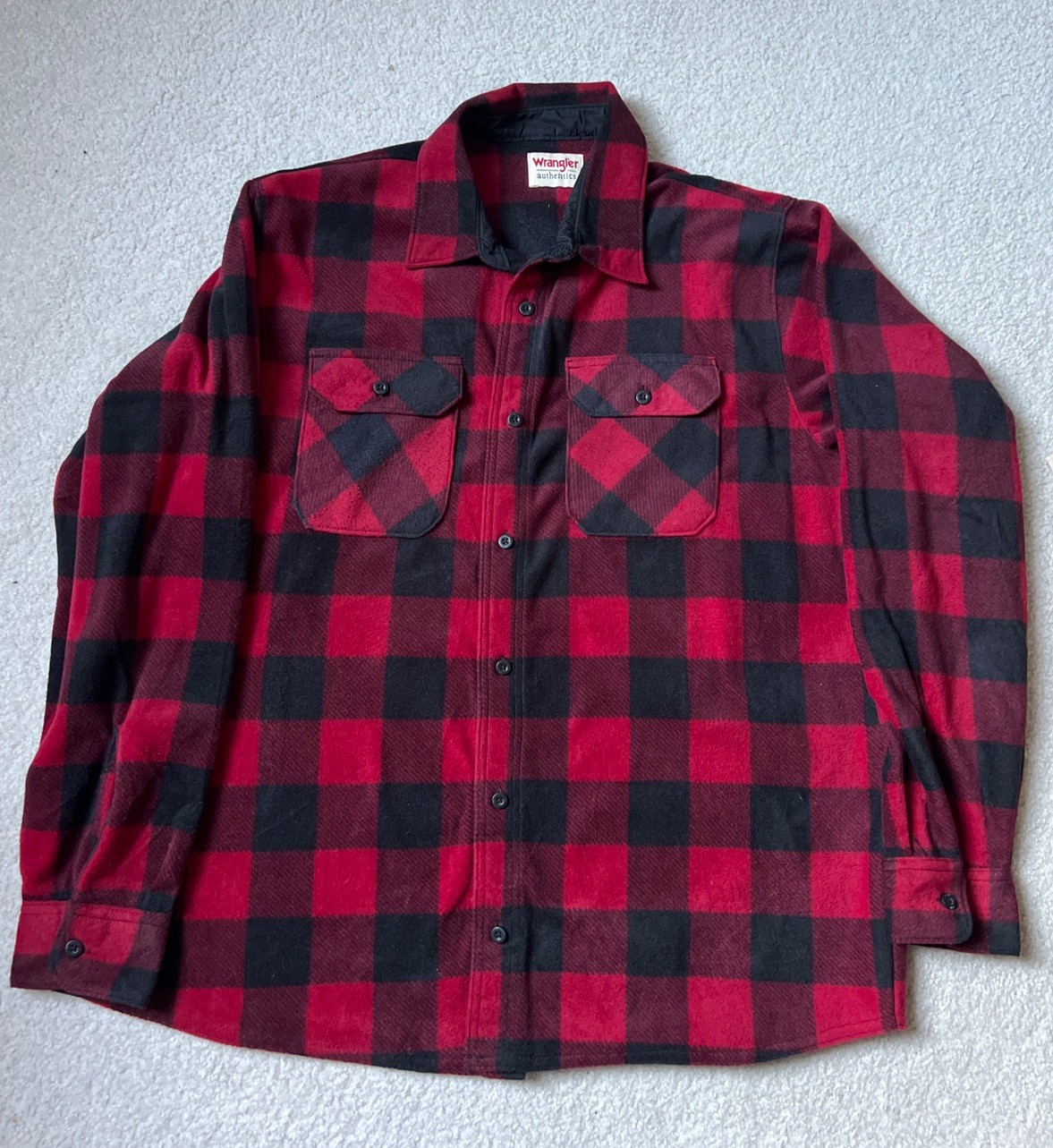 WRANGLER Authentics Mens XL Red Black Buffalo Plaid Soft FLANNEL SHIRT Fleece WRANGLER Authentics Mens XL Red Black Buffalo Plaid Soft FLANNEL SHIRT Fleece