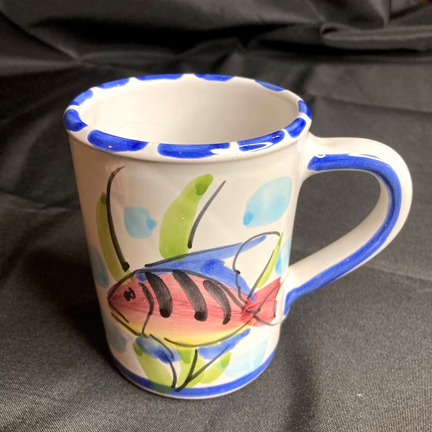 1 Vietri AL MARE Fish Hand Painted Coffee Mug 14 Oz Terra Cotta Italy Pottery
