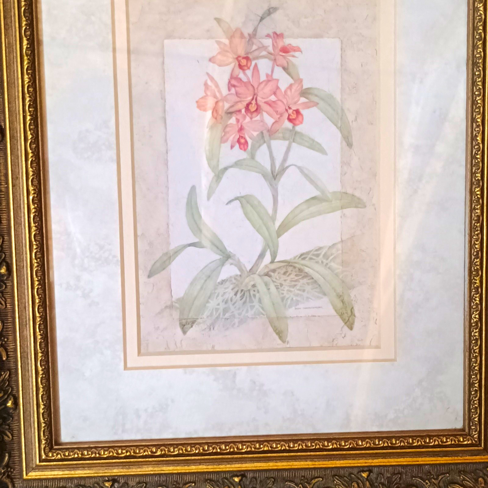 Framed Matted Floral Botanical Art Print Pink Flowers Portrait Orientation Framed Matted Floral Botanical Art Print Pink Flowers Portrait Orientation