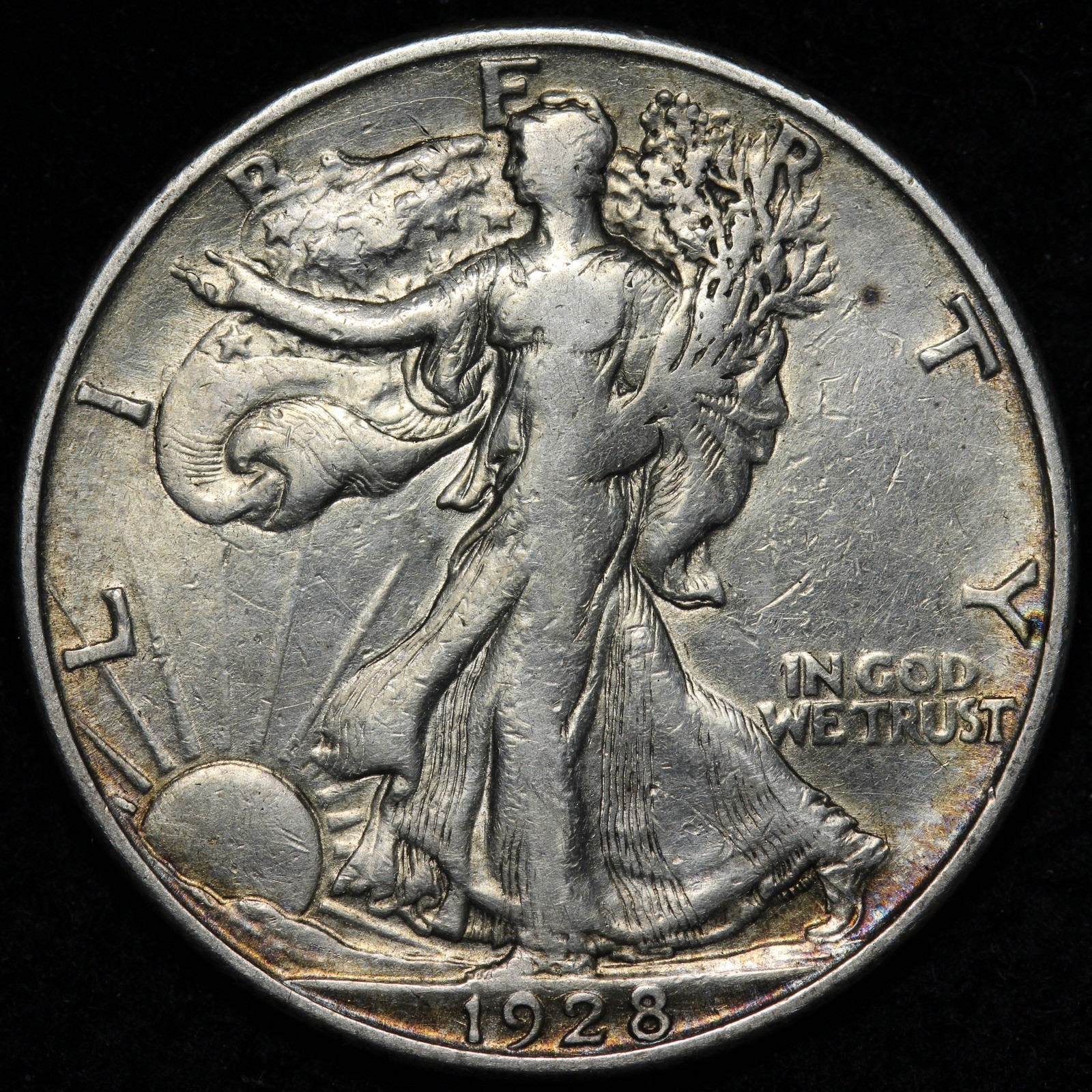 1928-S Walking Liberty Silver Half Dollar XF+ E353 WDTPA