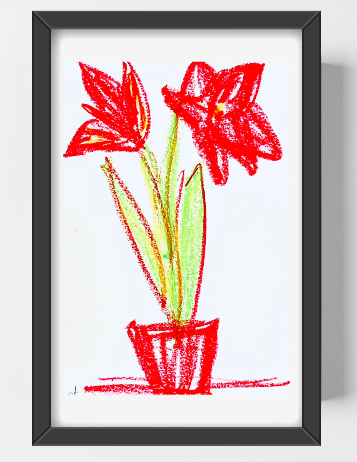 Guajardo Art: Amaryllis Flowers 9X6 Original Oil Pastel Paper Home Decor
