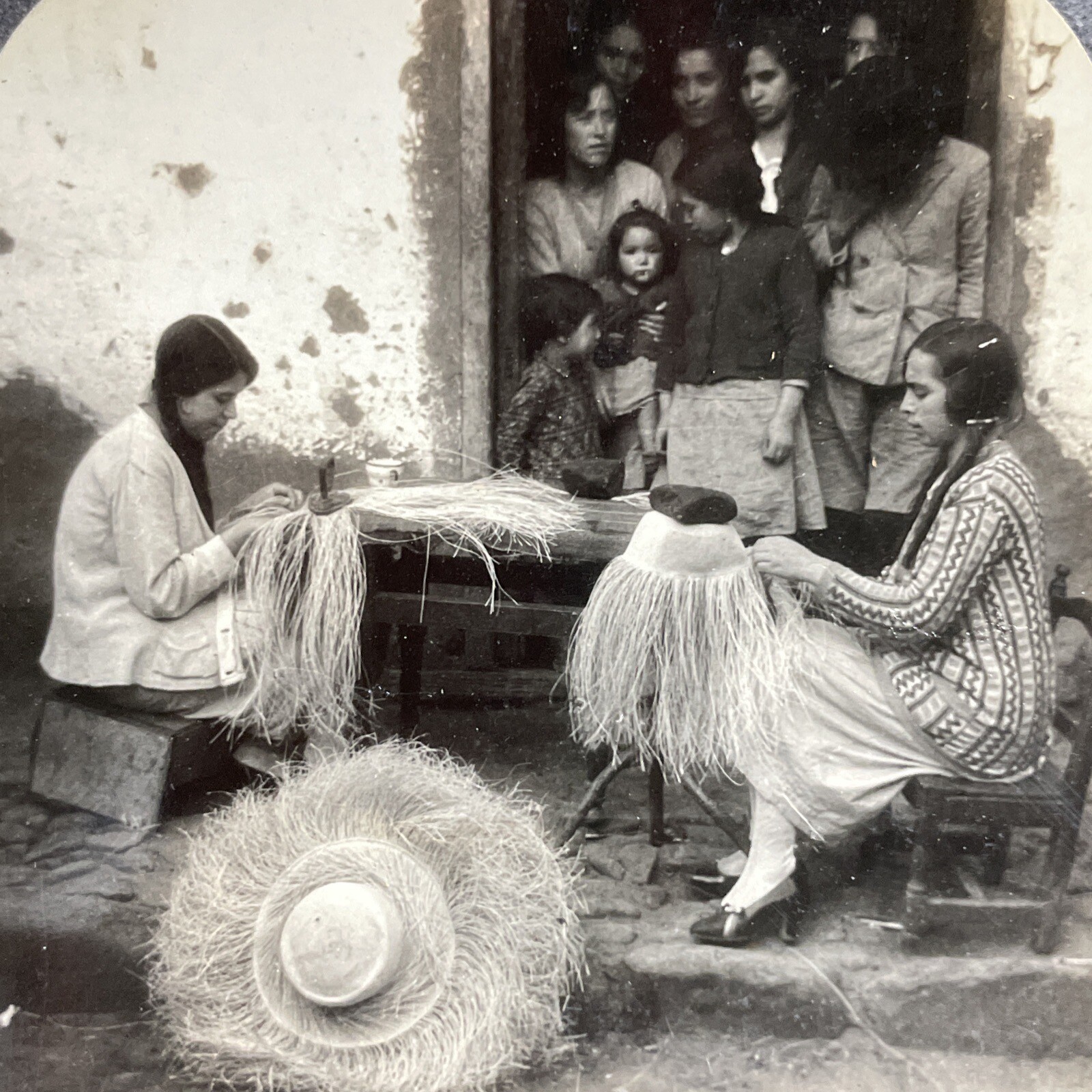Panama Hats Weaving Stereoview Keystone View Co. 1910s Ecuador Culture
