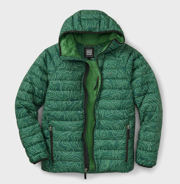 DULUTH Men\'s AKHG Puffin Hooded Jacket, Green Multi Topo NEW