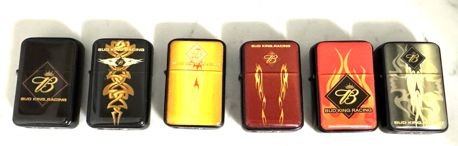 6 Bud King Racing Lighters -Butane-New 6 Bud King Racing Lighters -Butane-New