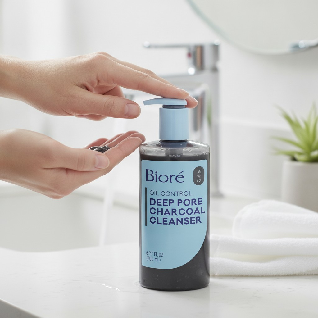 Biore Deep Pore Charcoal Cleanser, 6.77 Fl Oz - Purifies Oily Skin Naturally