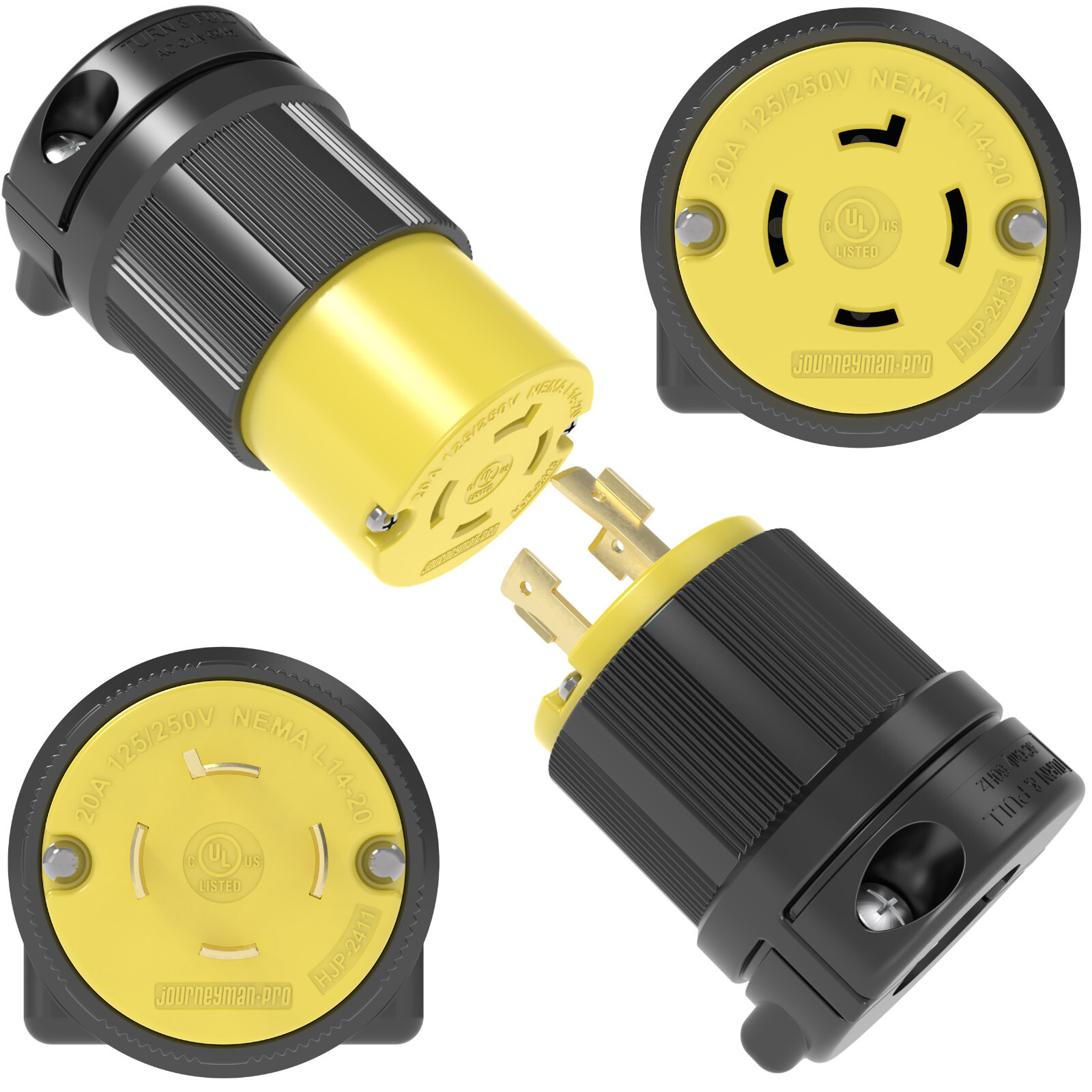 NEMA L14-20 Plug and Connector Set Industrial Grade 20 Amp 250 V L14-20P L14-20R