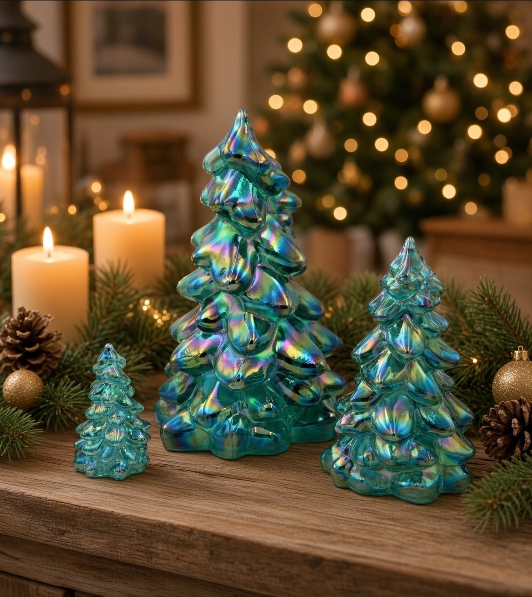 Christmas Holiday Tree Teal Carnival Mosser Glass 8