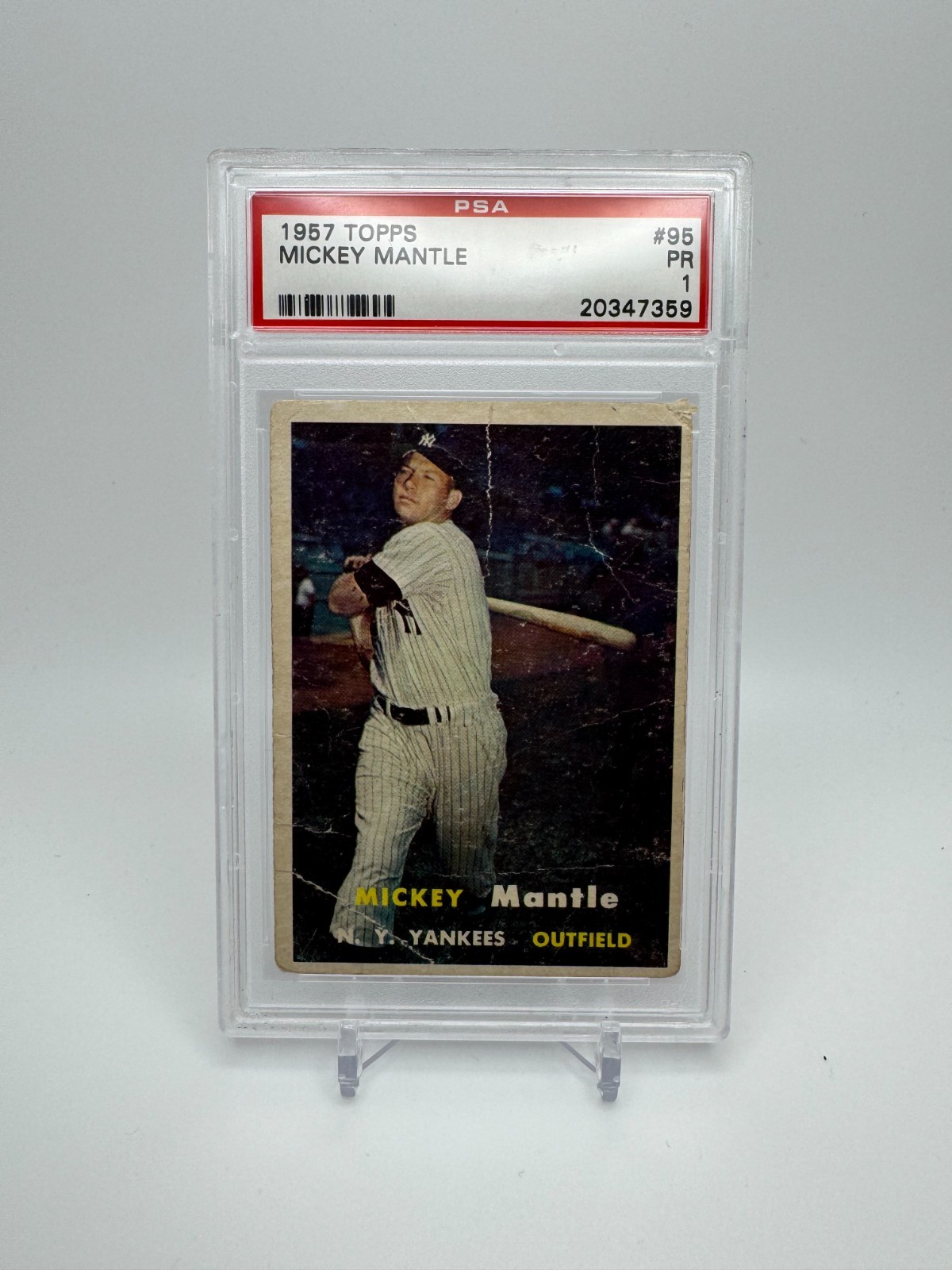 1957 TOPPS #95 MICKEY MANTLE PSA 1