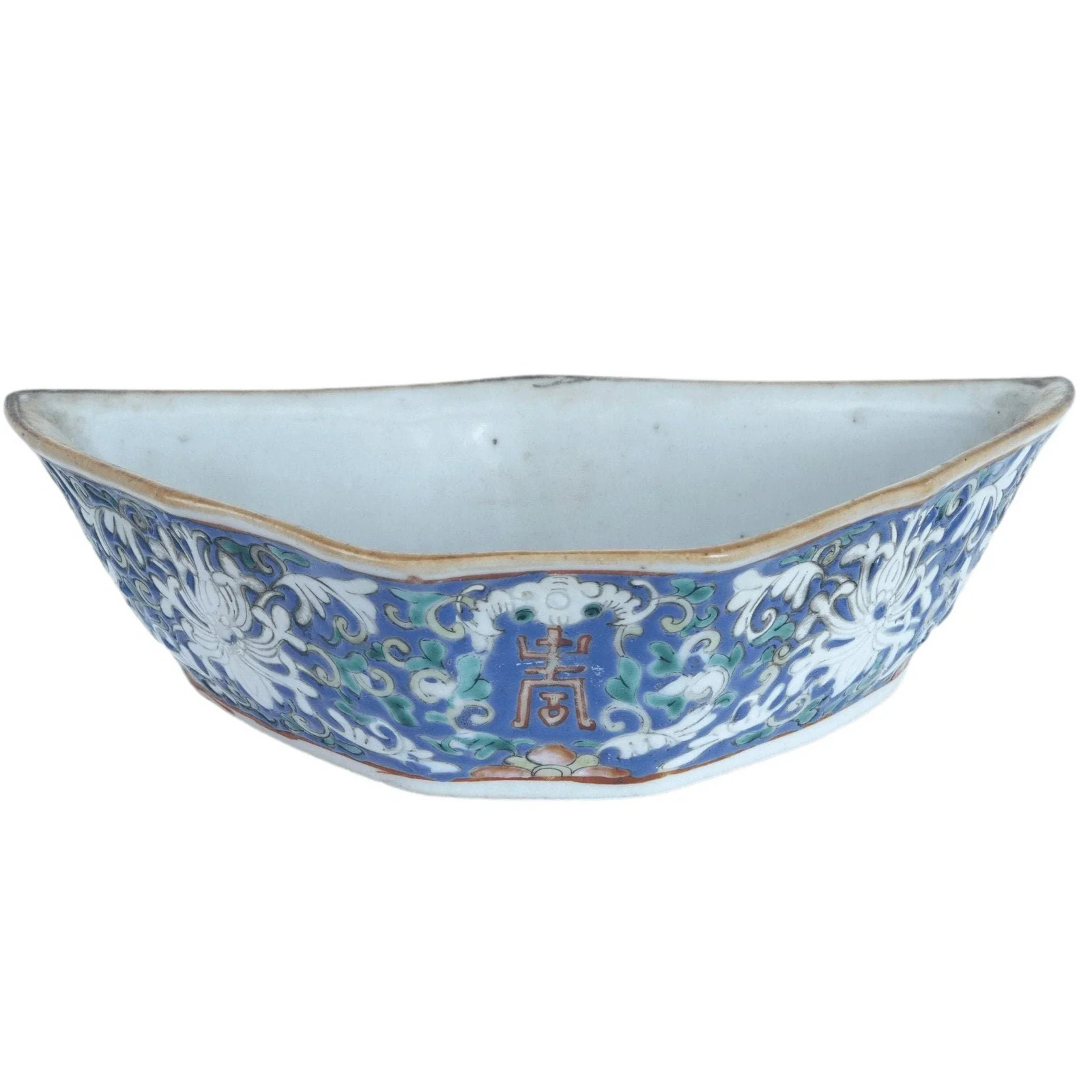 c1870 Chinese Famille Rose Bat Shaped Condiment Bowl c1870 Chinese Famille Rose Bat Shaped Condiment Bowl