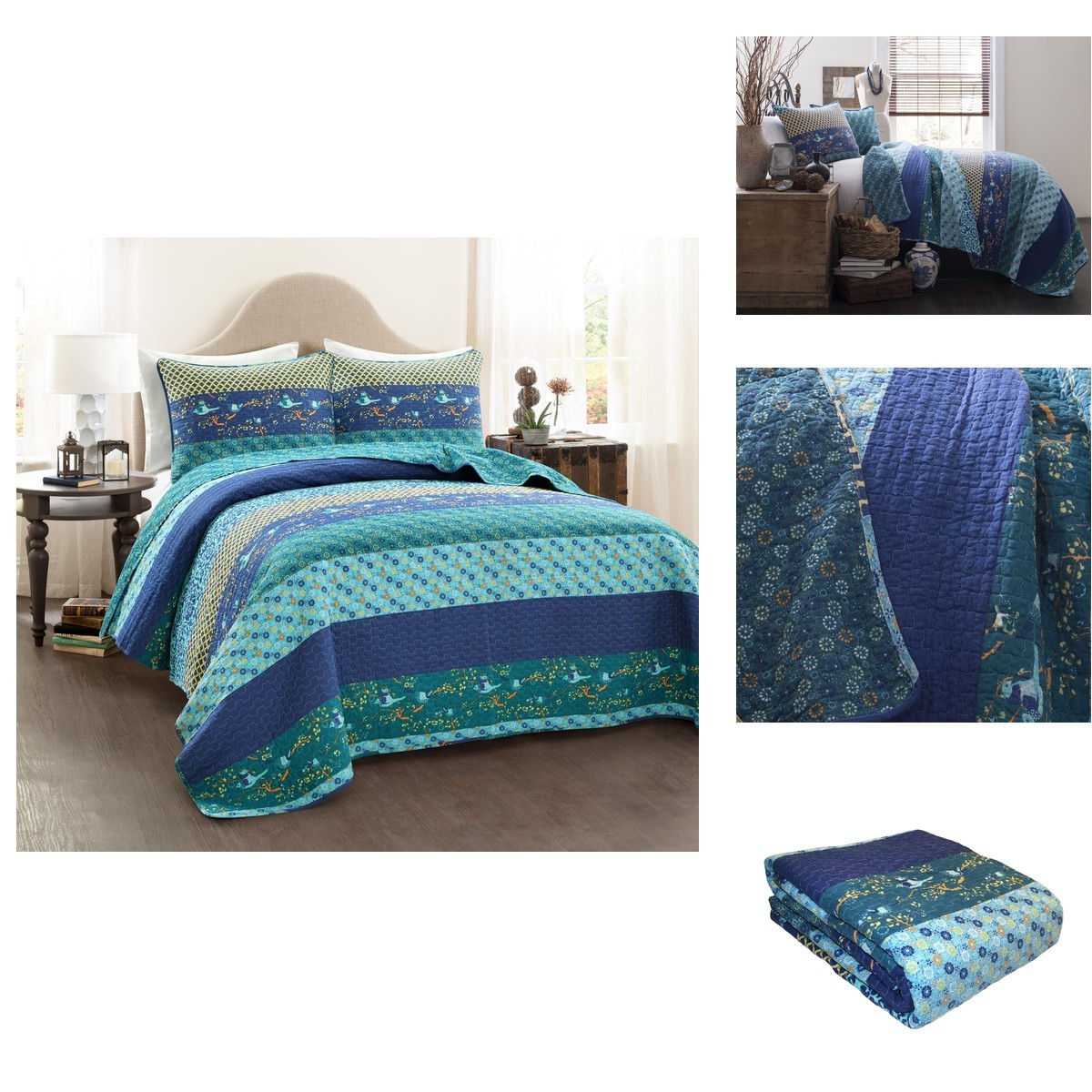 Lush Decor Royal Empire Reversible Cotton Quilt Set - Boho Decor C12772P13-000 Lush Decor Royal Empire Reversible Cotton Quilt Set - Boho Decor C12772P13-000