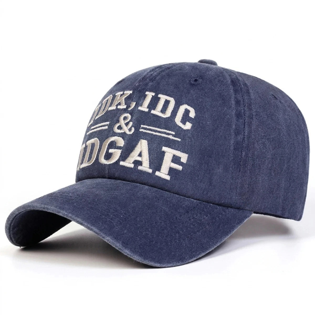 Vintage Washed Cotton Baseball Cap IDK IDC IDGAF Embroidered Adjustable Dad Hat Vintage Washed Cotton Baseball Cap IDK IDC IDGAF Embroidered Adjustable Dad Hat