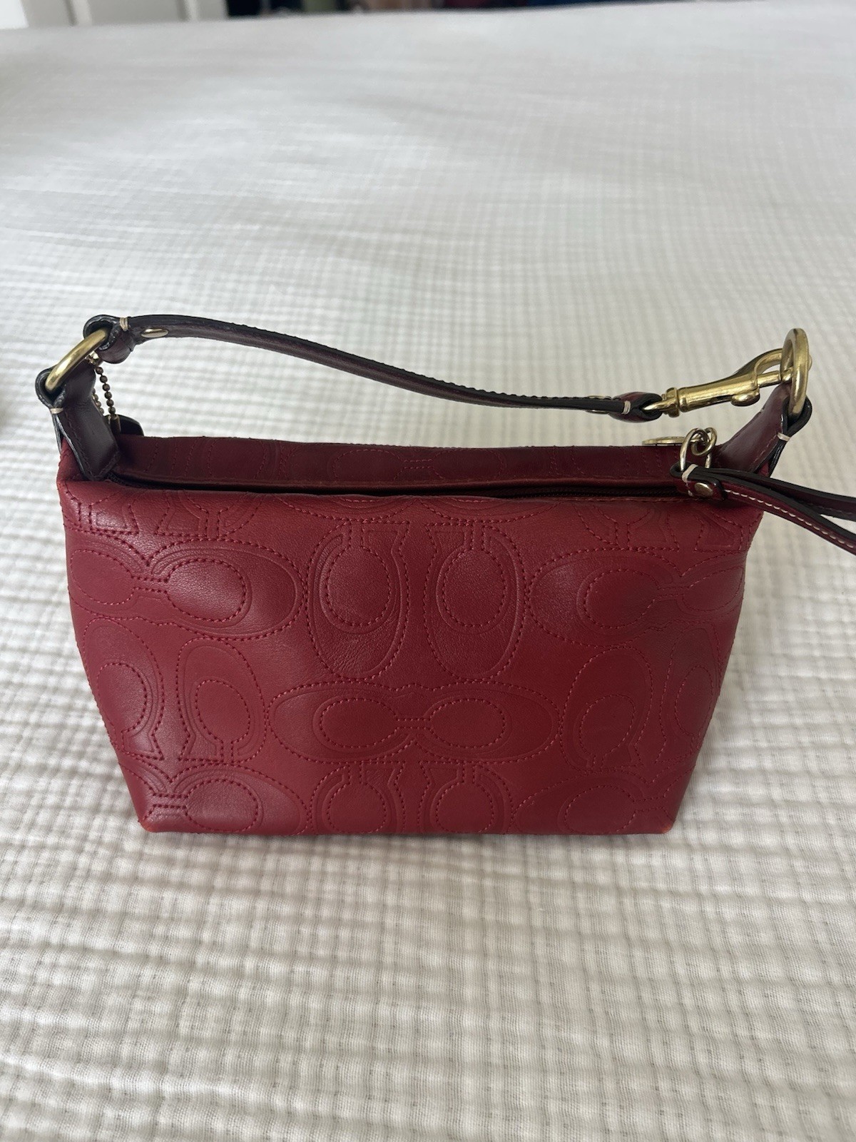 Rare Vintage Coach Y2K Red Embossed Signature Mini Bag