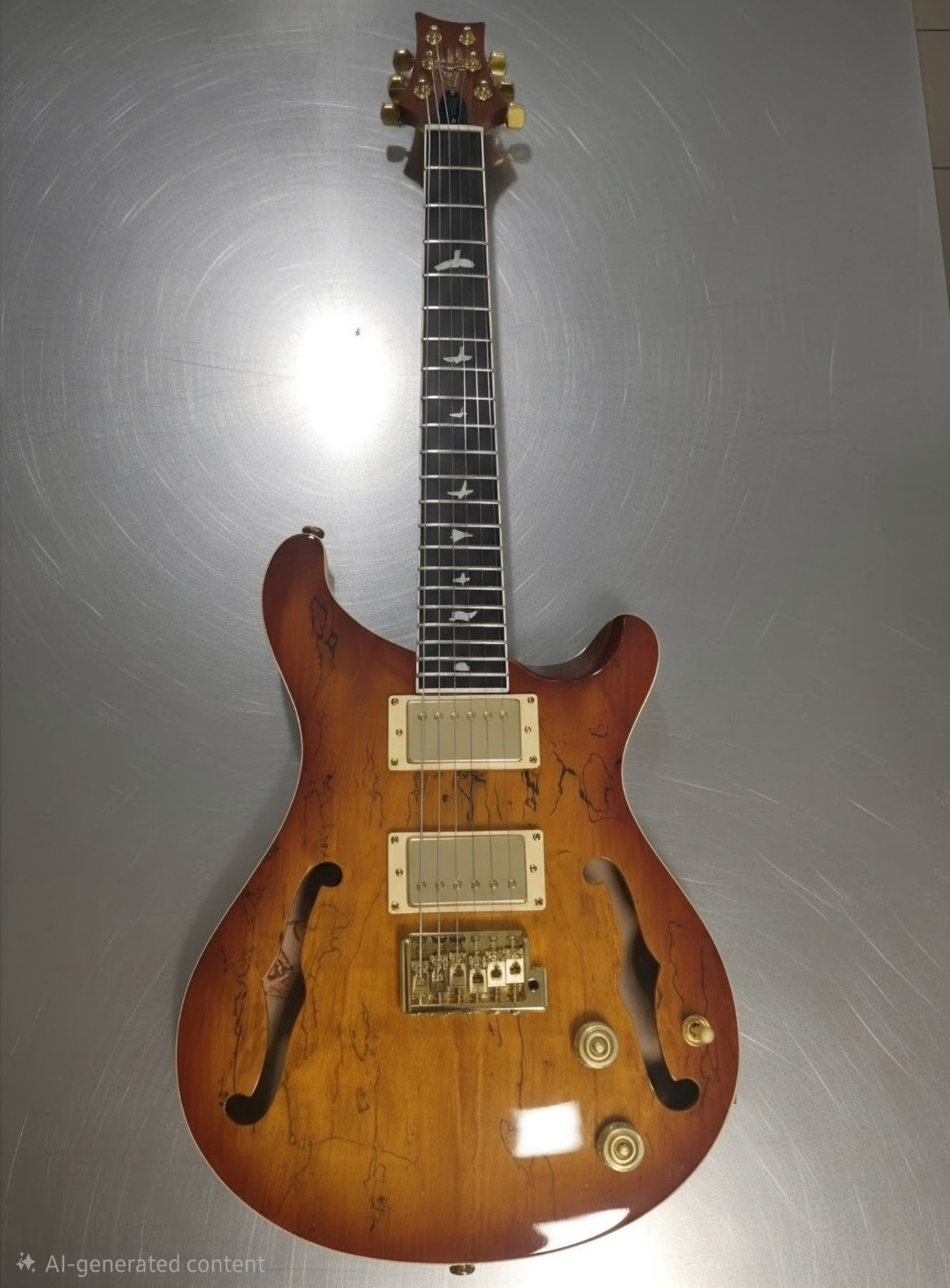 Spalded Semi-Hollow 6-String Electric Guitar Right-Handed Full Size 24F Spalded Semi-Hollow 6-String Electric Guitar Right-Handed Full Size 24F