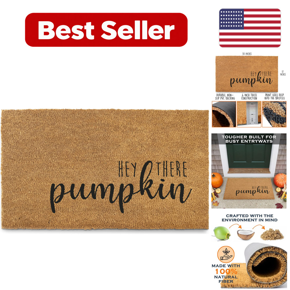 Hey There Pumpkin Door Mat 30x17 Inch - 5 x 2 in Coir - For Outdoor Use