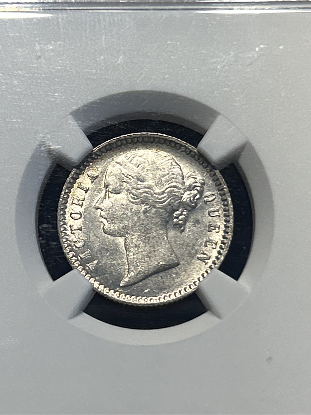 1840 B&C India 1/4 Rupee NGC MS63 Rare Coin Young Victoria Portrait