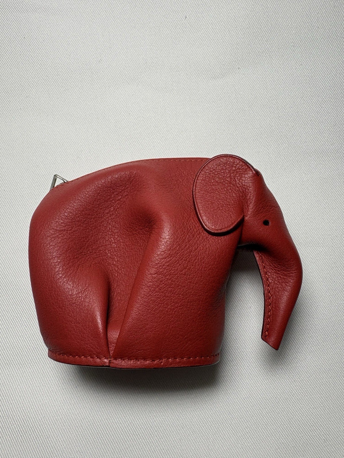 Authentic Loewe Elephant Coin Case Calfskin Red Mini Pouch