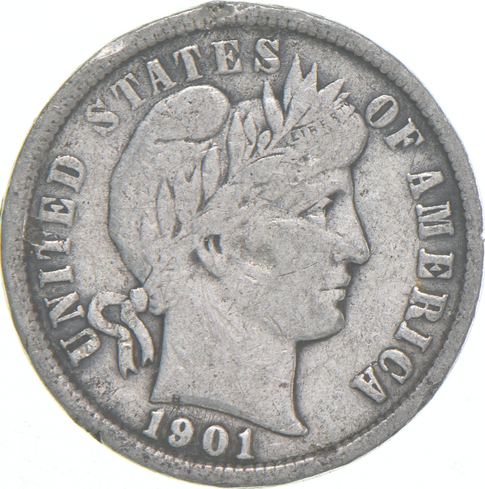 1901-P Barber Dime 90% Silver Average Circ 1901-P Barber Dime 90% Silver Average Circ
