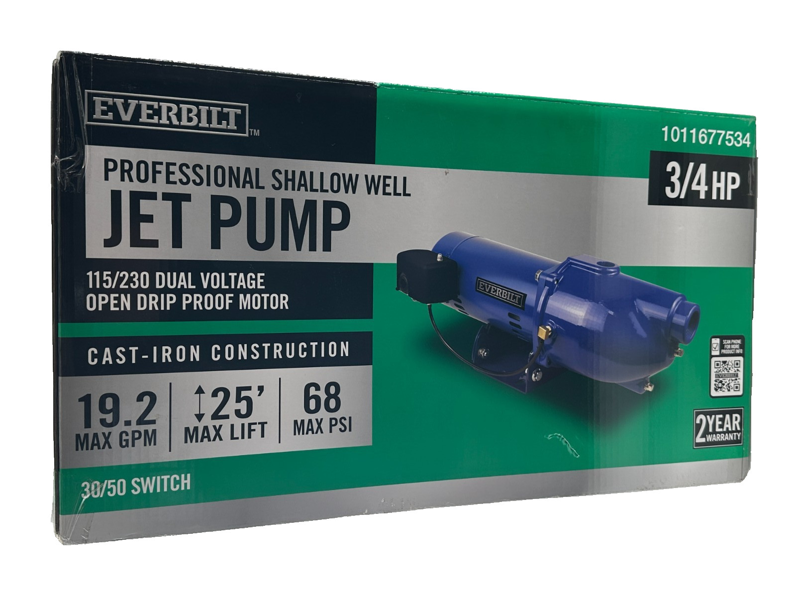 Everbilt HDSWJ7 3/4 HP Cast Iron Shallow Well Jet Pump (1011677534)