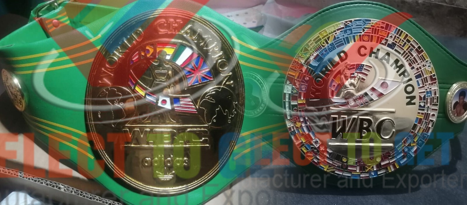 WBC & WBC Adidas Heavyweight Championship Belt 1970\'s Muhammad Ali Bets