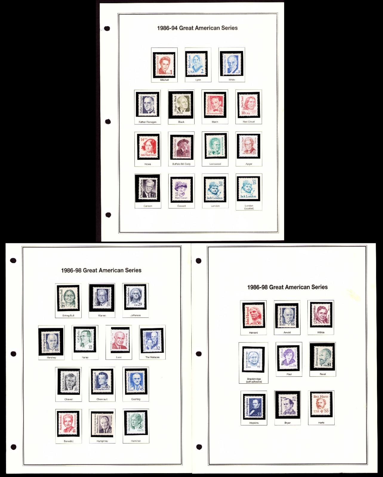 US 1986-1994 # 2168-2197 Complete Set MNH Great American Stamps in Mounts CV$35