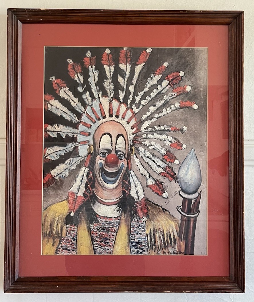 RED SKELTON Indian Clown Native American Tribal 1972 Hand Signed Lithograph VGUC