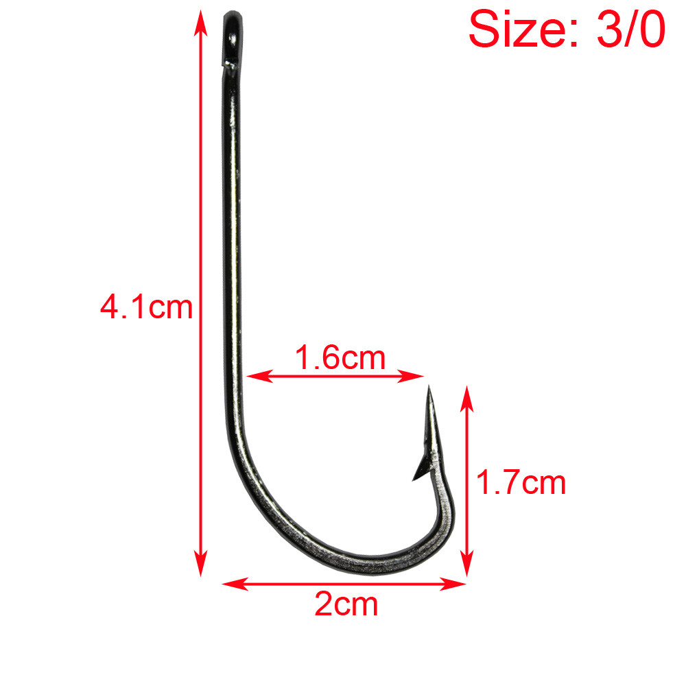 50/100PCS Fishing Hooks Saltwater Long Shank Hooks O\'shaughnessy Stainless Steel