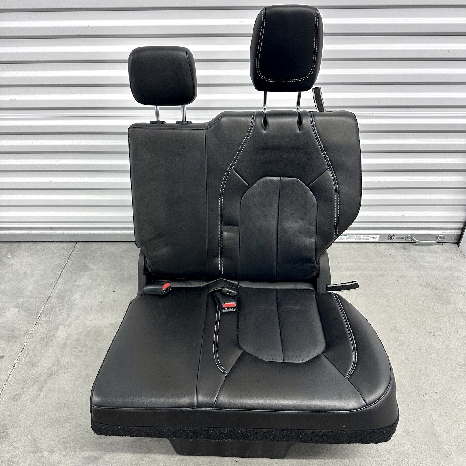 2017-2025 Chrysler Pacifica Rear 3rd Row Driver Seat Black Leather White Piping