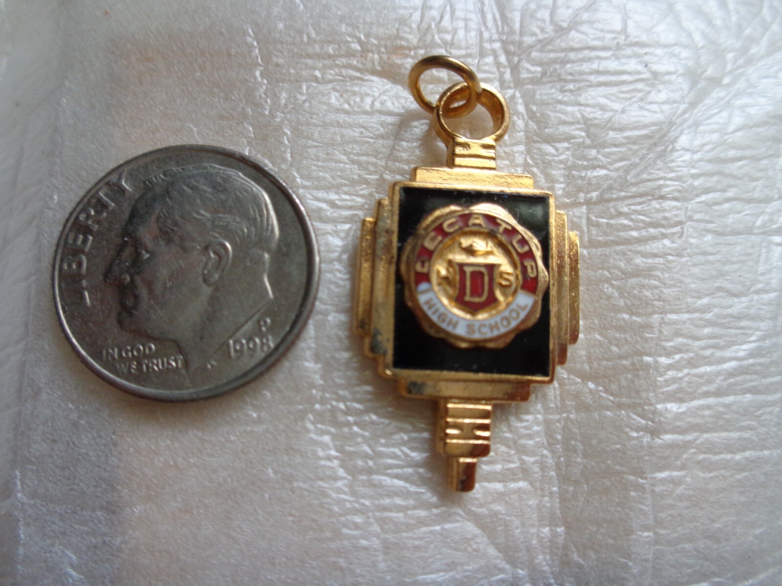 Decatur, IL High School 1940's Antique 14K Gold Plated Pendant Charm Fob Decatur, IL High School 1940's Antique 14K Gold Plated Pendant Charm Fob