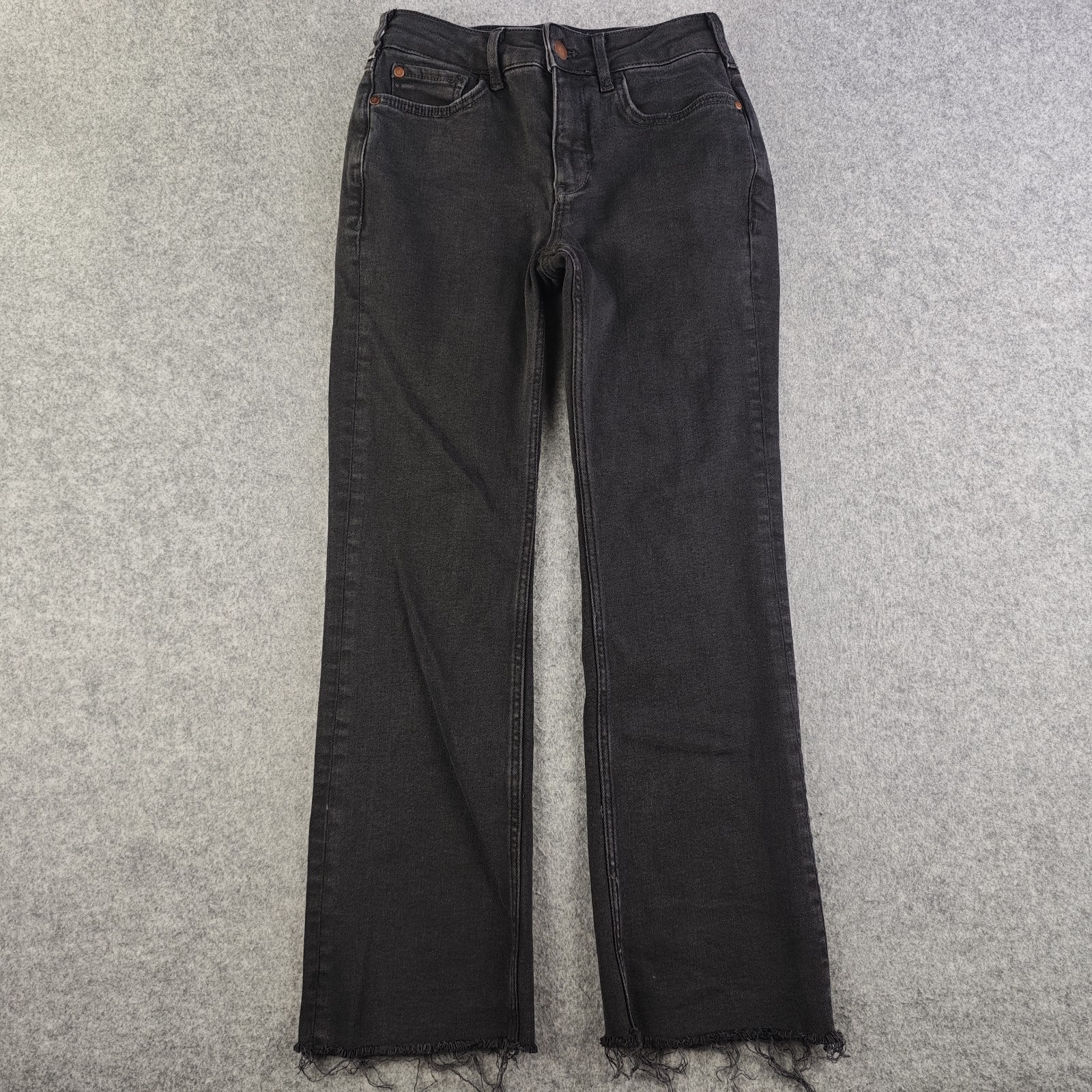 Pilcro Anthropoligie Jeans Women\'s 25 Black Mid Rise Raw Hem Straight Leg