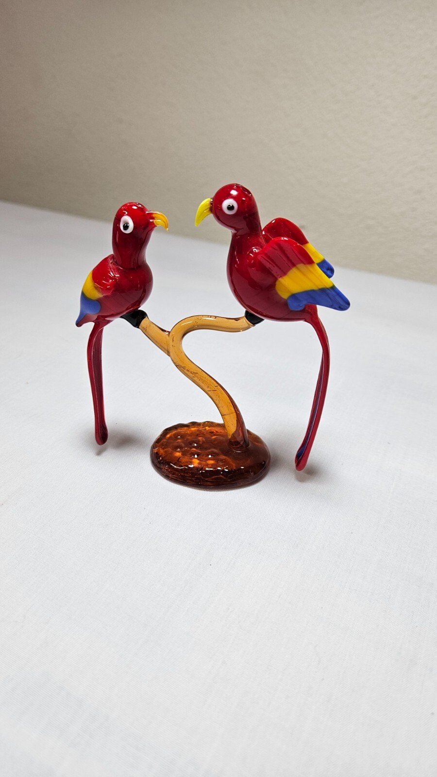 Rare Vintage Murano glass red macaw parrots Rare Vintage Murano glass red macaw parrots