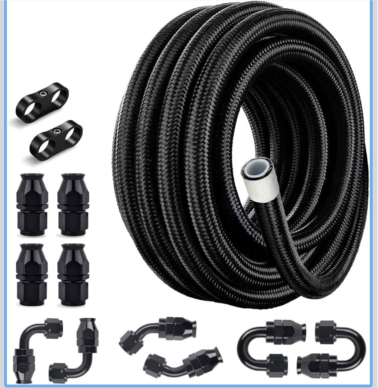 EVIL ENERGY 8AN PTFE Fuel Line Kit 20FT 32 Inch Nylon Braided Hose