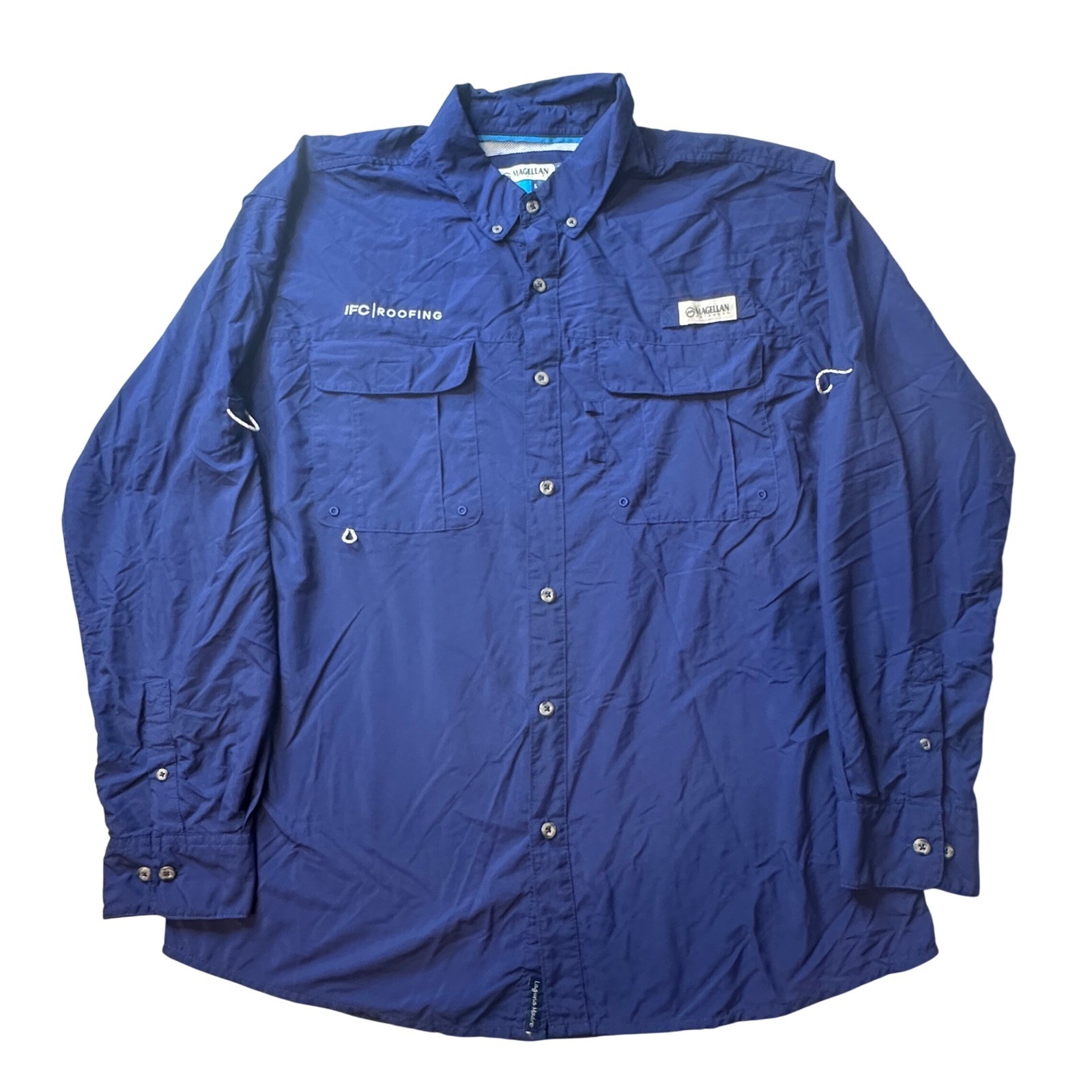 Magellan Fishing Shirt Mens Large Blue Laguna Madre Long Sleeve Button Down Magellan Fishing Shirt Mens Large Blue Laguna Madre Long Sleeve Button Down