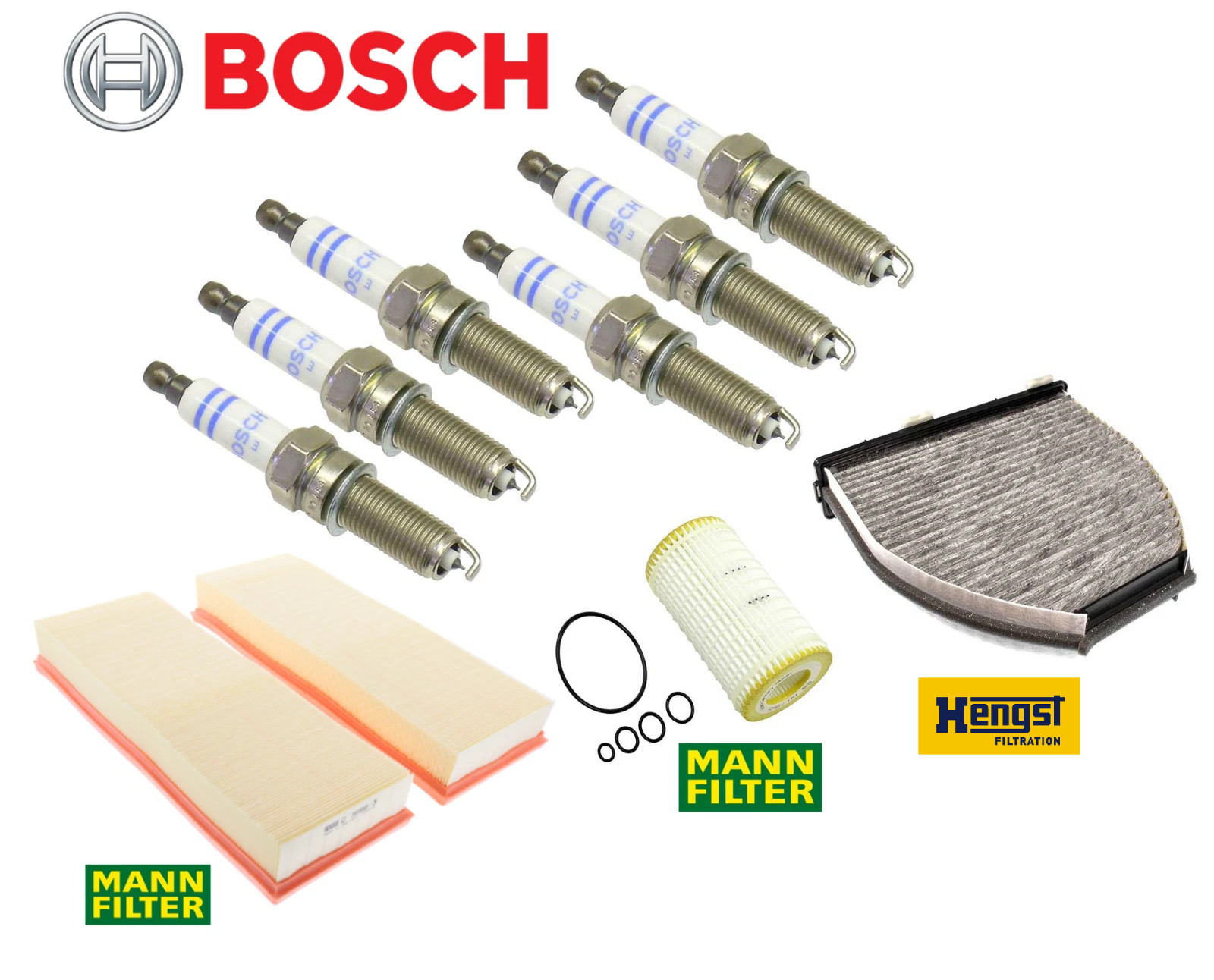 For Mercedes C E GLK Spark Plug + Air Oil AC Cabin Filter Tune Up Kit 10pcs OEM