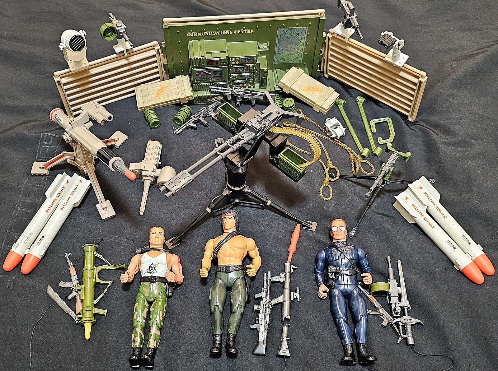 Vintage 1985 Rambo Action Figures Lot + Savage Strike HQ Parts & Weapons Set Vintage 1985 Rambo Action Figures Lot + Savage Strike HQ Parts & Weapons Set