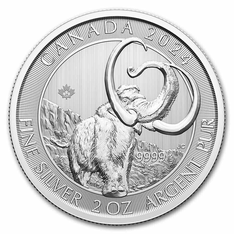 2024 RCM 2 oz .9999 Fine Silver Ice Age of Canada Woolly Mammoth BU - In Stock