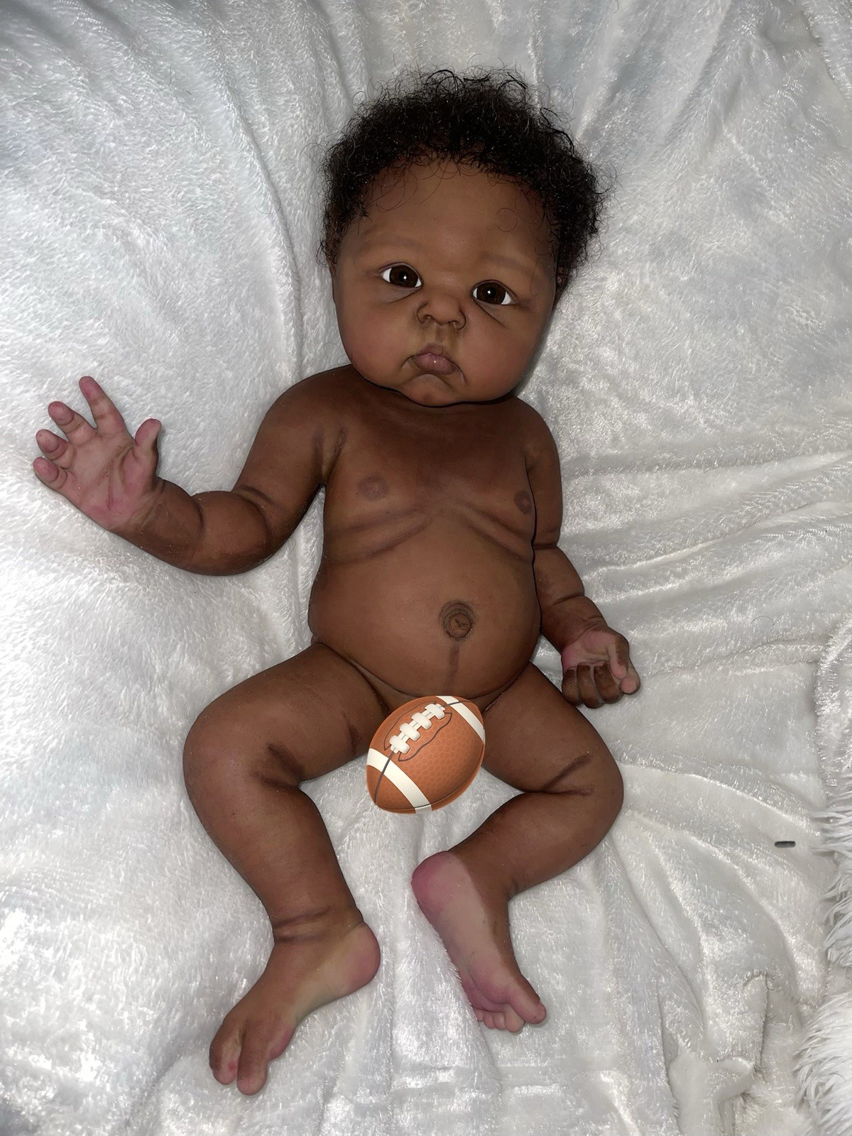 18 Inch Full Body Silicone Doll Hand Painted With Brown Skin Tone. 18 Inch Full Body Silicone Doll Hand Painted With Brown Skin Tone.