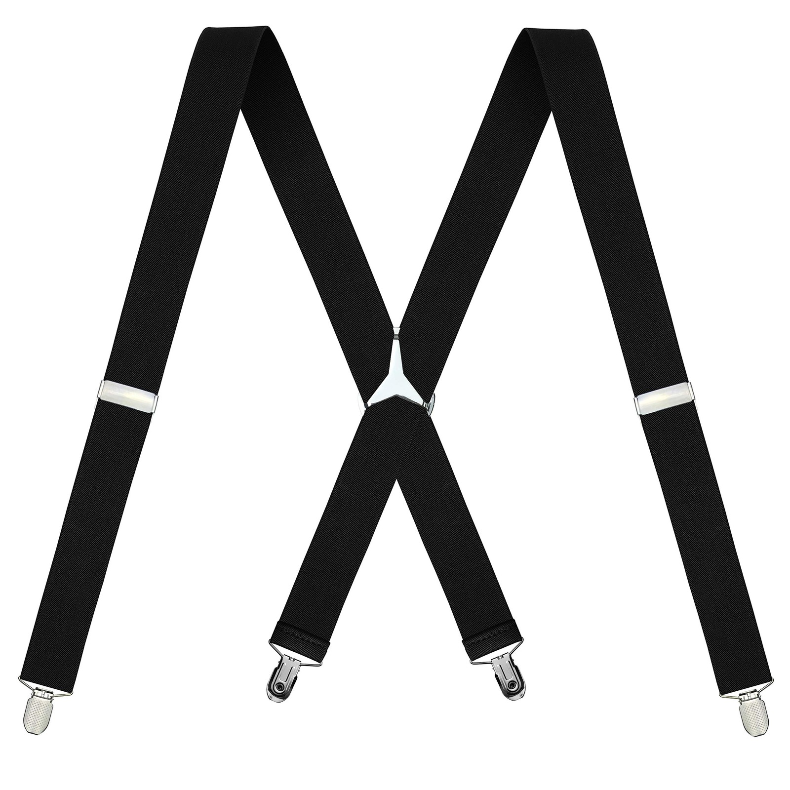Moulen Men\'s X-Back 1.4 Inches Wide 4-Clips Adjustable Large, Black 