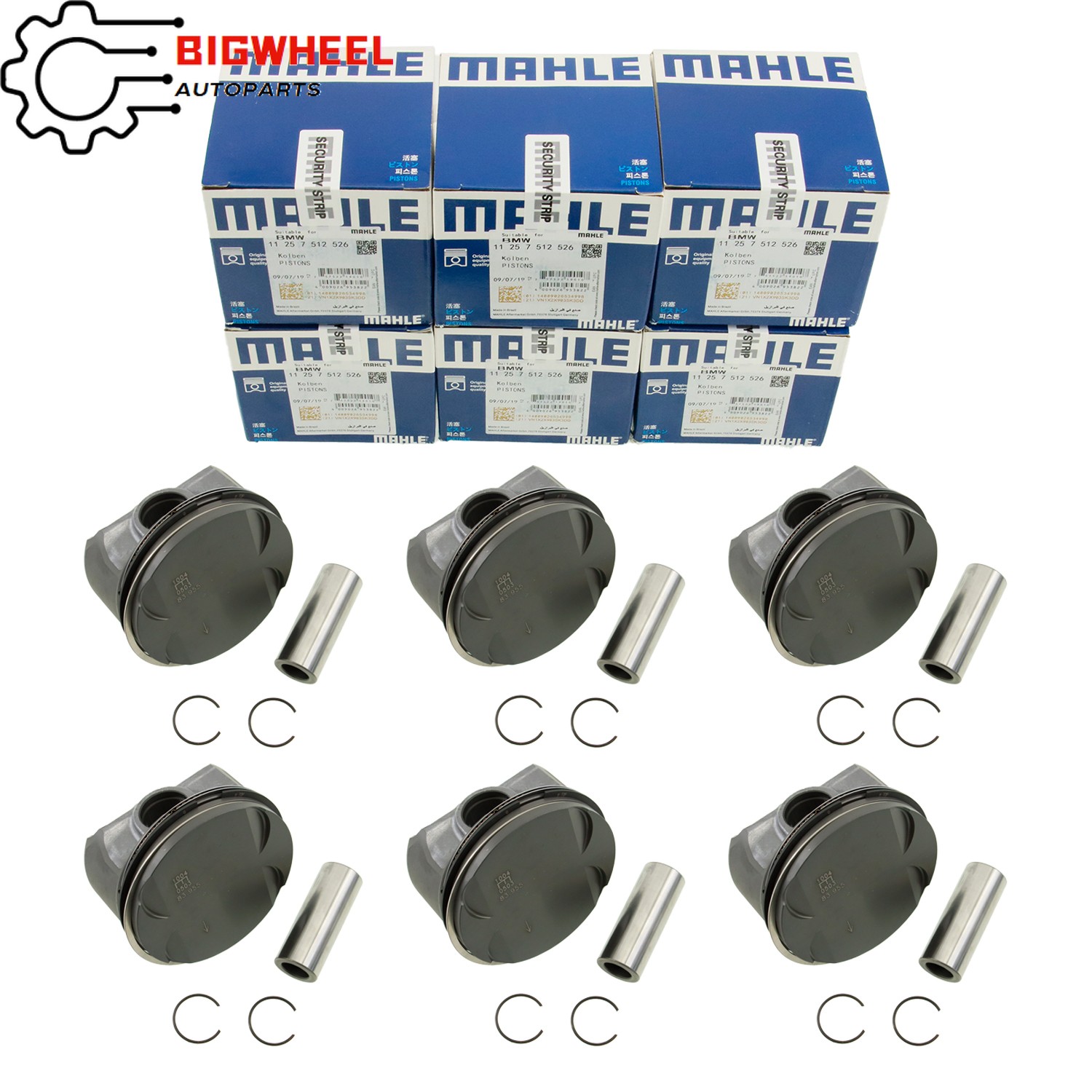 MAHLE 6 x Pistons & Rings Set For BMW E46 E39 E60 E83 E85 M54 B25 11257512526