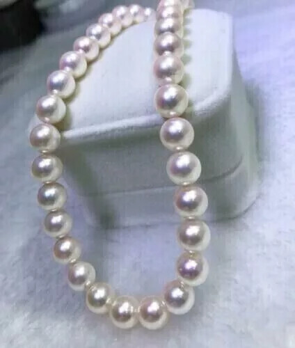 Amazing AAAA+++10-11mm True Natural White AKOYA Round Pearl Necklace 18inch 14k