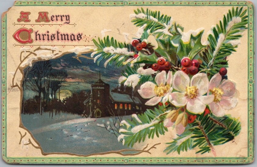 1910s Tuck\'s MERRY CHRISTMAS Embossed Postcard \