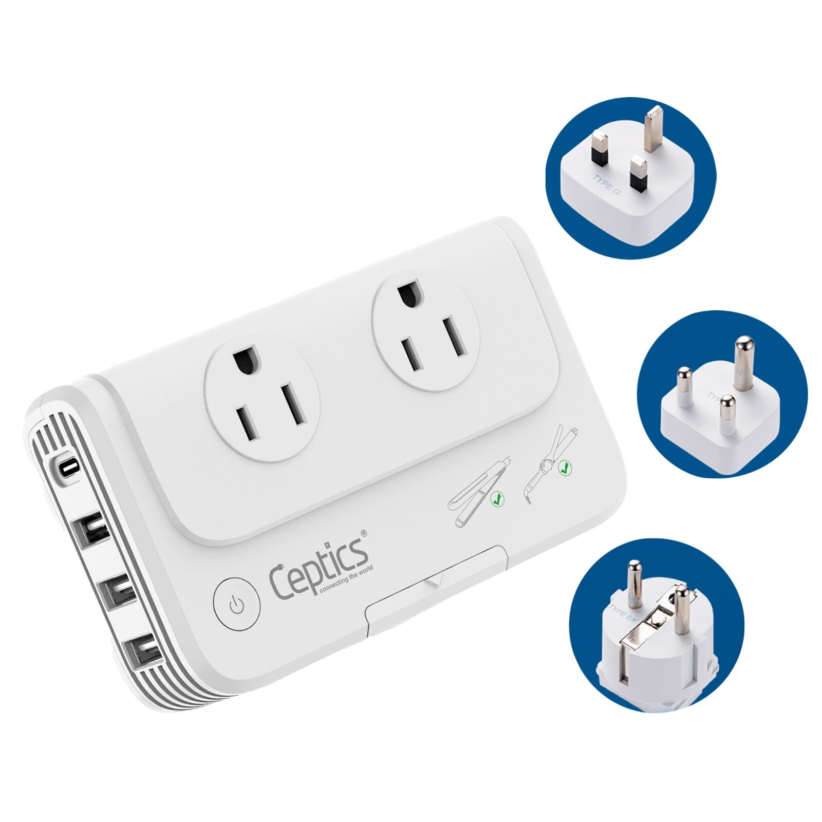 Ceptics South Africa Voltage Converter,Step Down World Power Plug