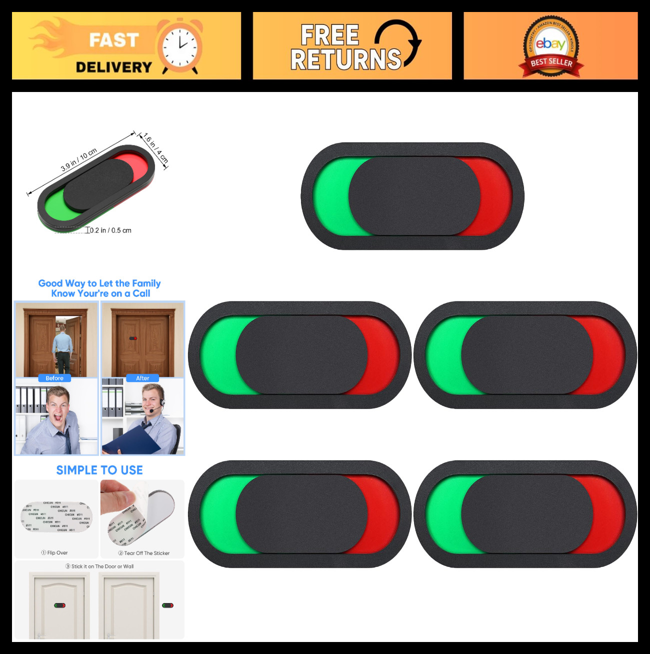 5Pcs Privacy Signs - Vacant Occupied Slider Indicator for Bathroom, Office, Hote