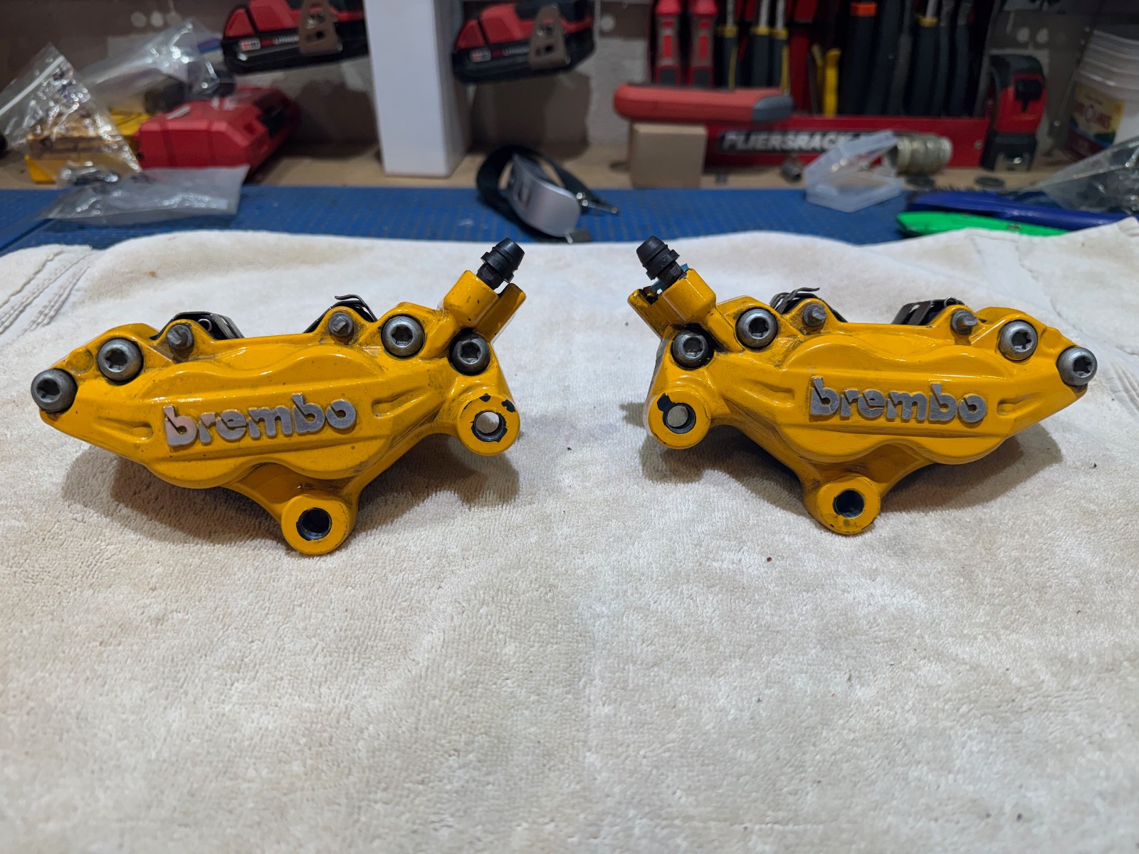 BREMBO Axial 65mm P4 30/34 Caliper Yellow Color With Brake Pad RH LH Pair
