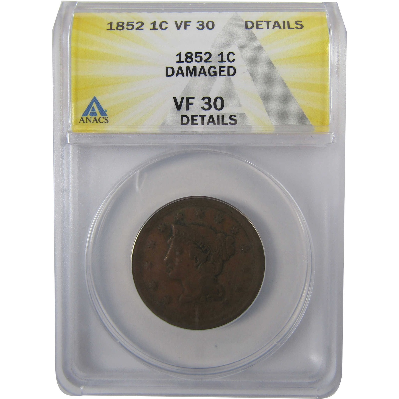 1852 Braided Hair Copper Large Cent VF 30 Details ANACS SKU:I25517 1852 Braided Hair Copper Large Cent VF 30 Details ANACS SKU:I25517