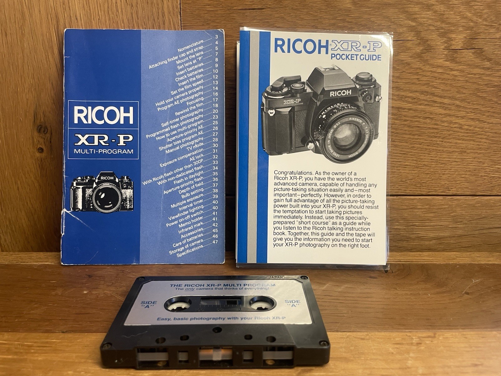 *Rare* Ricoh English Instructions , Pocket Guide & Audio Cassette Tape for XR-P