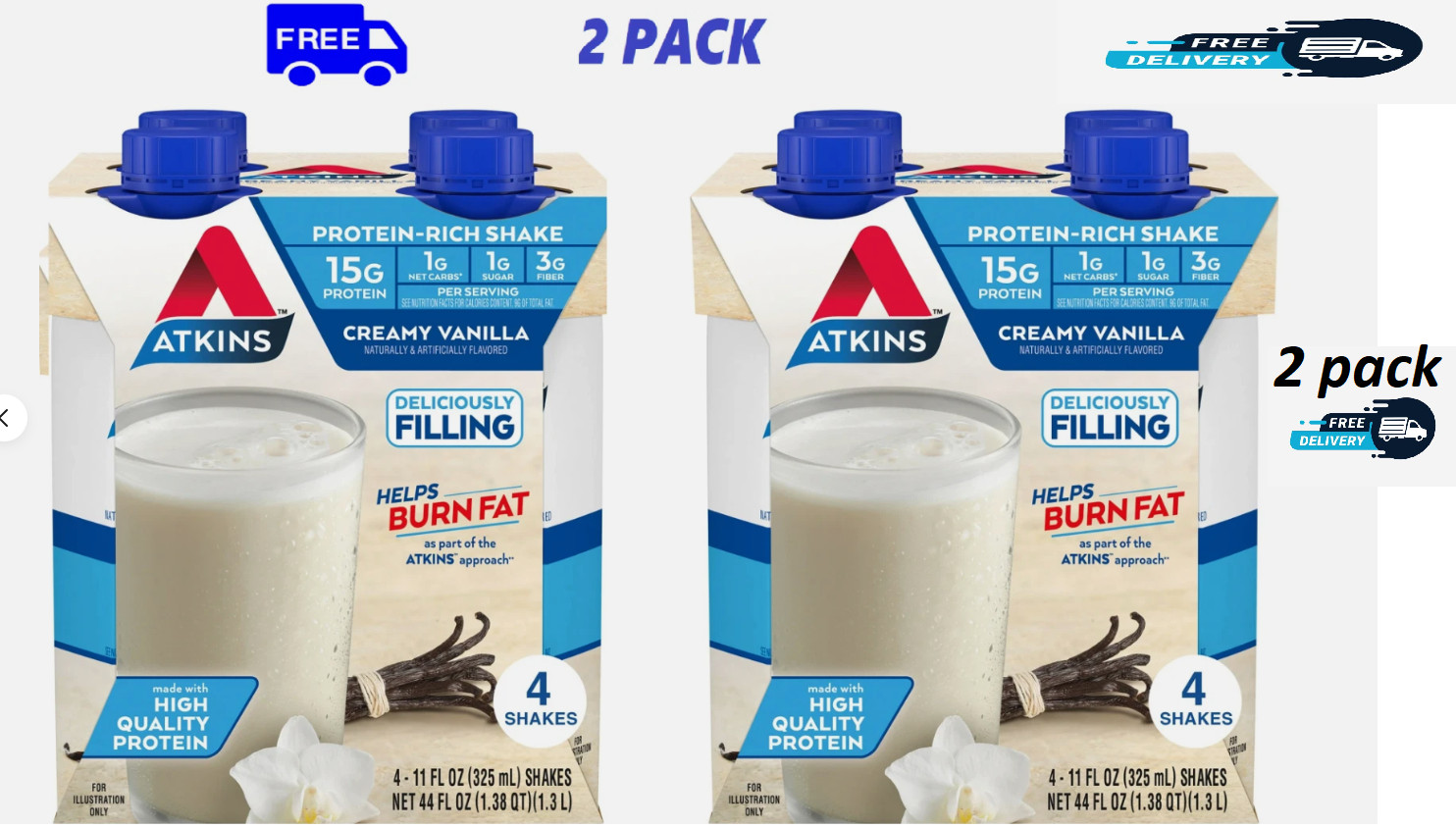 Atkins Protein Shake Creamy Vanilla, Keto Friendly, Gluten Free, 8 Ct- Atkins Protein Shake Creamy Vanilla, Keto Friendly, Gluten Free, 8 Ct-